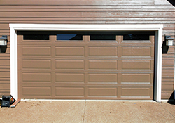 Garage view of exterior siding