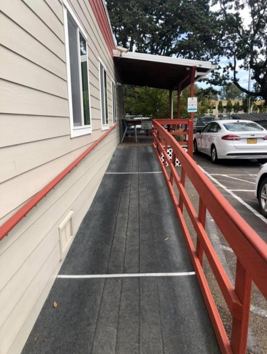 Salem Hospital new ramp and red railings
