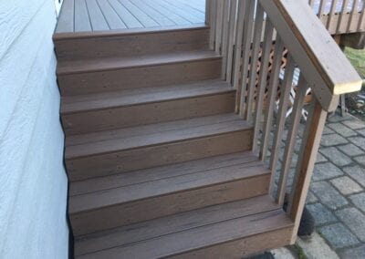 Close up image of a staircase for a new deck