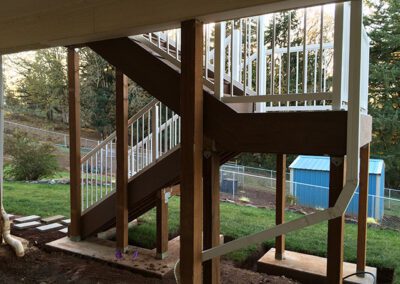 New double back steps up to the second story